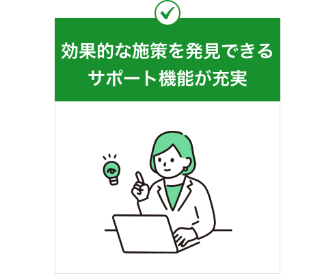 効果的な施策を発見できるサポート機能が充実
